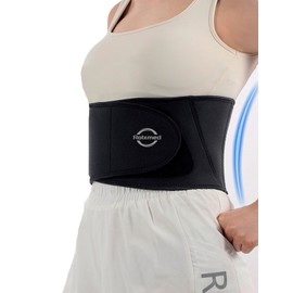 Rolxmed Neoprene Back Lumbar Support Belt Adjustable Compression Stretchy Anti Slip for work and Sports for Men and Women (BKB02, L)