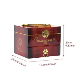 Musical Jewellery Box with Classic Rotating Ballerina Dancer Music Box Necklace Ring Storage Organizer with Mirror for Women Girls Brithday