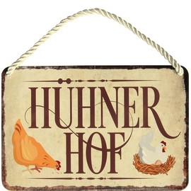 WOGEKA ART HS575 Retro Tin Sign - Chicken Farm Chicken Egg Hutch Funny Saying Gift Idea Birthday Christmas Decoration 18 x 12 cm Vintage Design Hanging Sign Metal