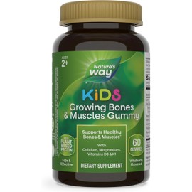 Nature’s Way Kids Growing Bones & Muscles, Calcium & Vitamin D, Ages 2+ Wildberry Flavor, 60 Gummies