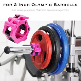 Barbell Clamps Olympic Bar Barbells Collar Clips, Quick Release Secure Latch for Weightlifting Training, Pair of 2 Inch