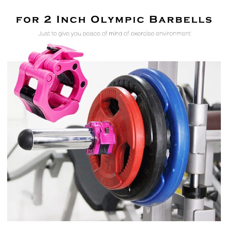 Barbell Clamps Olympic Bar Barbells Collar Clips, Quick Release Secure