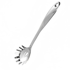 IMEEA 14.3-Inch Spaghetti Spoon Pasta Server SUS304 Stainless Steel Pasta Spoon with Teeth Metal Pasta Spoon Spaghetti Tongs