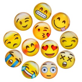 Lesfit Magnetic Emojis, 12 Pack 3D Glass Smiley Emoji Fridge Magnets for Refrigerator and Whiteboard (1.18 inches)