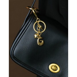 UniCrena Gold Initial Letter Keychain for Women - Cute Bubble Heart Bag Charms Purse Handbag Accessories, Gifts for Her Mom Girlfriend - G