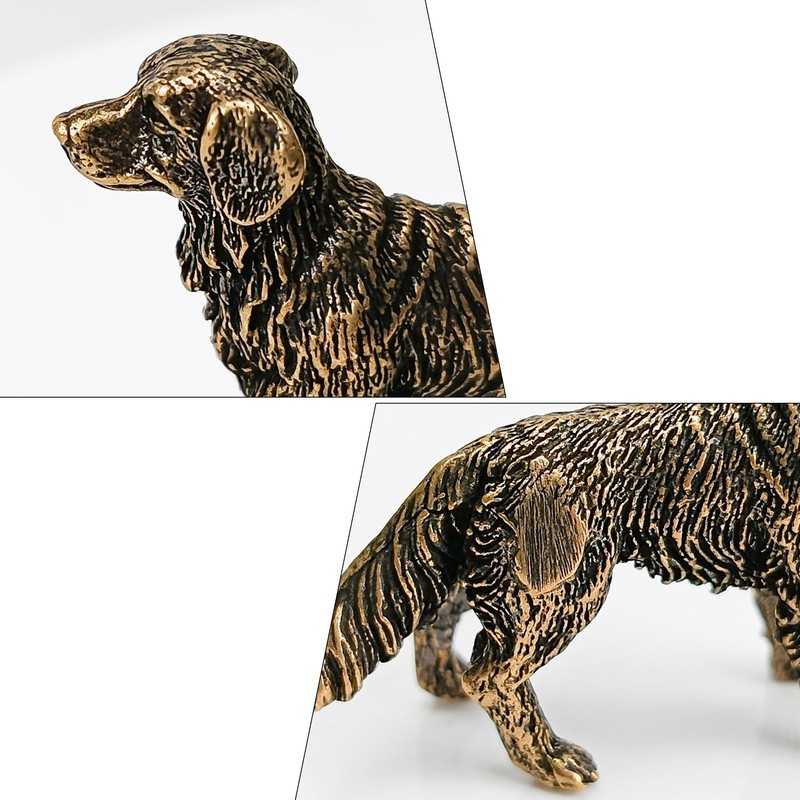 KH866 - Mini estatua dorada de latón para perro (3,7