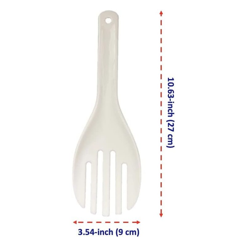 White Jumbo Large Plastic Rice Paddle Spatula Scoop Fork-Like, 10.63"