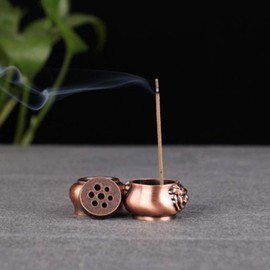 Acxico 2Set Buddha Copper Cone Incense Burner Plate Stick Tower Holder Bowl Home Decor