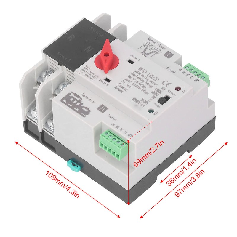 2P Dual Power Automatic Transfer Switch Generator Changeover Switch AC110V