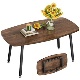 WOHOMO Folding Coffee Table Rustic Small Coffee Tables for Living Room Farmhouse Portable Table for Small Spaces Rectangular Mid Century Coffee Table, No Assembly 39.3 * 19.6 * 17.7IN, Walnut