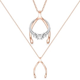 Emily C Ring Holder Necklace - Stainless Steel Necklace with Rose Gold Finish - Engagement Gift for Doctors & Nurses - Gift for Mom or Grandmother - Wishbone