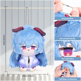 UTIEHD Genshin Impact Plush Keychains, Cute 4-Inch Collectible Doll - Compact Size for Bags and Keys for Fans (Ganyu)