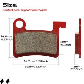 DYISLAND MT600 Electric Bike Disc Brake Pad Two Pairs, Suitable LD-200PLUS LD4X-600, (Semi-Metallic/Metal/Sintered Metal) (Red/Semi-Metal)