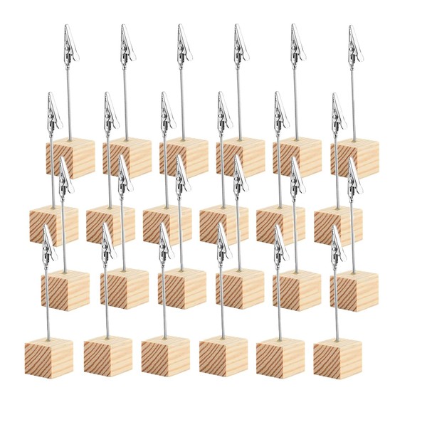 Walquicks 24 Pcs Wooden Memo Clips Holder Table Numbers Place