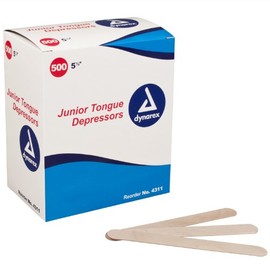 Dynarex Tongue Depressor Jr, 5-1/2 Inches, Non-Sterile, 500 Count (Pack of 2)