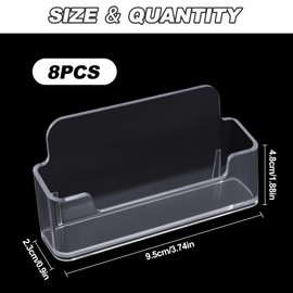 IETWATE Pack of 8 Business Card Holders, Plastic Business Card Stand, Transparent Business Card Holder, 95 x 23 x 48 mm Business Card Box Stand Holds 50-70 Cards, for Office Business Cards