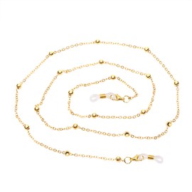 ONLYKXY 1pcs Metal Glasses Chain Holder Eyewear Retainer Eyeglass Straps Elegant Retro Sunglasses Lanyard Necklace Decorative Chain（Gold Bead - Gold Chain）