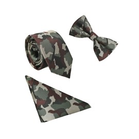 WANYING Men's Classic 6 x 12 cm Bow Tie & 6 cm Narrow Tie & 22 x 22 cm Pocket Square 3 in 1 Sets, B51