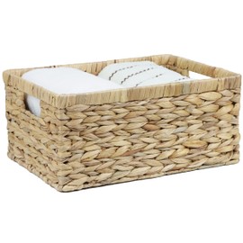Wicker Baskets, Rattan Woven Baskets, Water Hyacinth Baskets for Organizing, Rectangular Storage Baskets for Shelves, Wicker Basket Organizer Bins for Home(Large)