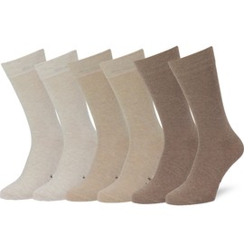 Easton Marlowe Tan Dress Socks 6-Pack Beige Socks Men Size 10-13 Solid Color Khaki Sand Taupe Wheat Seamless Toe Cotton (#3-5)