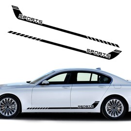 nuoozy Universal Car Side Skirt Vinly Decals Auto Body Side Sport Racing Stripe Graphic Stickers Exterior DIY Modified Decoration Accessories NJ016 Black (2Pcs)