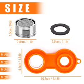 Encuryna Wasserhahn Strahlregler M28,5 Stück Wasserhahn sieb Einsatz Außengewinde Wasserhahn Aufsatz 7 Dichtung und Ein Wasserhahnbelüfter Schraubenschlüssel für Wasserhähne