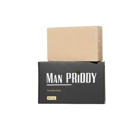 Man Priddy Sandalwood Bath Soap 4.5 oz: Natural & Organic Cold Process Face & Body Soap
