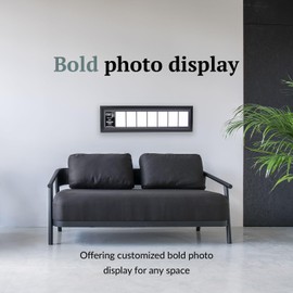 Creative Letter Art - 8 Opening 5x7 Black Picture Frame with 10x40-inch Black Mat Collage including Full Strength Glass, Alphabet Photography