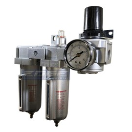 INDUSTRIAL RATED Three Stage Air Drying System - Air Particulate Filter, 0.01 Micron Coalescing Filter & Air Pressure Regulator Modular Combo 3, Metal Bowl (1/2" MANUAL DRAIN)