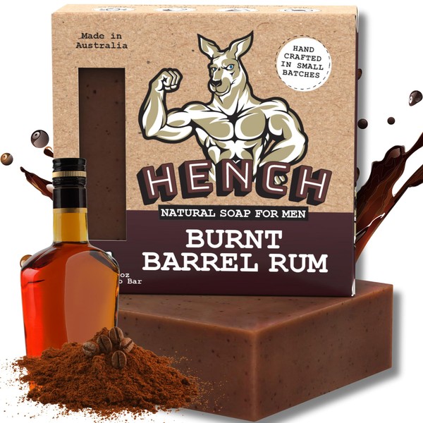 Hench - Mens Bar Soap | Shea Butter Exfoliating Coffee Soap for Men | Palm Oil Free No Harsh Chemicals | Handcrafted in Australia | Moisturizing Natural Soap Bar