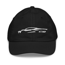 C8 Outline Silhouette 8th Gen Corvette Owner Embroidered Youth Baseball Cap Adjustable hat Black