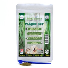 PLAQUE OUT 70G Resealable Pouch Tartar Plaque Off Remover, 100% Natural & Organic - Bad Breath Teeth Gum Care for Dogs, Cats
