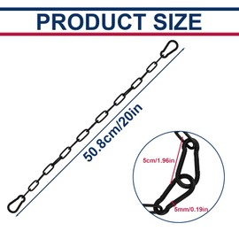 Gate Chain Lock for Outdoor Fence 20 Inch Stainless Steel Gate Chain Link Lock with Carabiners Gate Chain Latches for Garden, Yard, Pet Cages, Horse Dog Goat Cow Farm Use, Black
