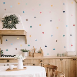 300PCS Boho Dot Wall Stickers - Macaron Color Dots Wall Decals for Girls Bedroom, Nursery, Classroom Decor, Self-Adhesive Waterproof Wall Art for Kids Room, Window Home, Party & DIY Decor