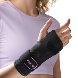 AGPTEK Wrist Splint with Soft Thumb Opening, Comfy Carpal Tunnel Wrist Support Brace Adjustable with 3 Metal Stays for Arthritis RSI Sprain Recovery