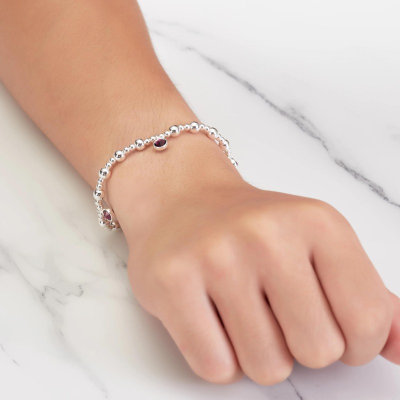 Philip Jones June (Alexandrite) Birthstone Stretch Charm Bracelet with Quote