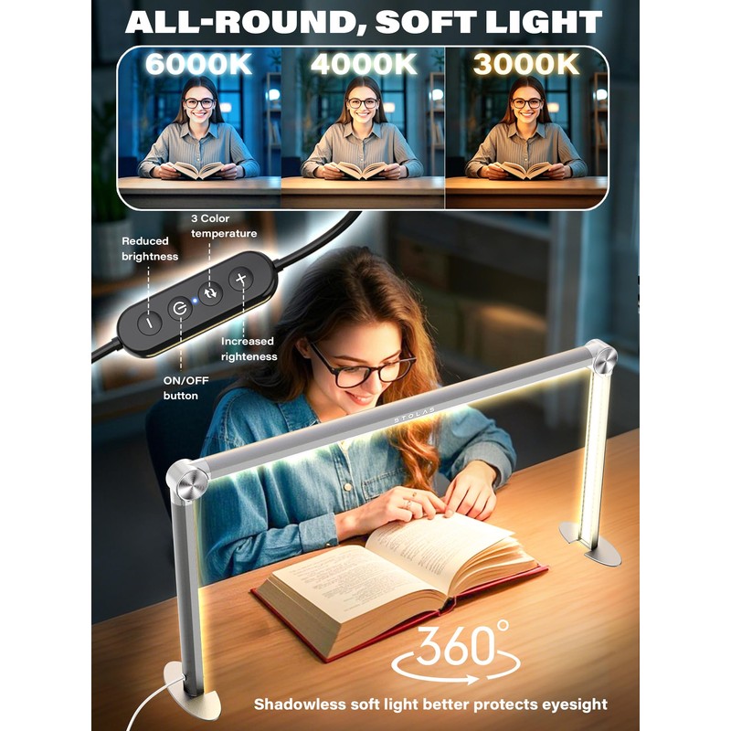 STOLAS Half Moon Light for Nail Desk with Phone Holder,