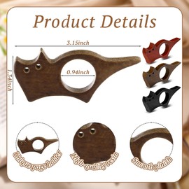 MotiMind 3 Pcs Wooden Thumb Book Page Holder Wooden Thumb Bookmark for Reading Book Holders Reading Accessories Gifts for Women Bookworm Readers(Cat,Large)