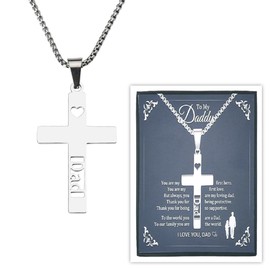 Dad Gifts for Fathers Day Necklace for Dad Men Father Cross Necklace Thank You Dad Gifts from Daughter Son Daddy Wedding Birthday Gifts for Dad Christian Religious Gifts for Dad I Love You Daddy Gift
