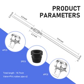 Dogary 2 PCS Brake Bleeder Hose, Leak-proof Seal Brake Bleeder Kit with 6 Nozzle Cap 6 Clamp, One Way Check Valve Tube Bleeding Tool for Hydraulic System, Universal for Most Cars Motorcycles (Silver)