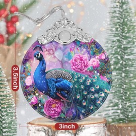 Peacock Ornament, Christmas Ornament, Christmas Decoration, Ornaments for Christmas Tree, Stained Glass Ornament, Heirloom Keepsake, Gift Exchange, Gift Ideas, Bauble Present