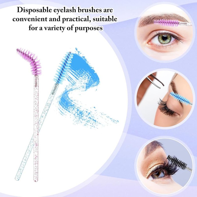 Samcos Disposable Eyelash Brushes 50pcs Eyebrow Brushes Screw Brushes for