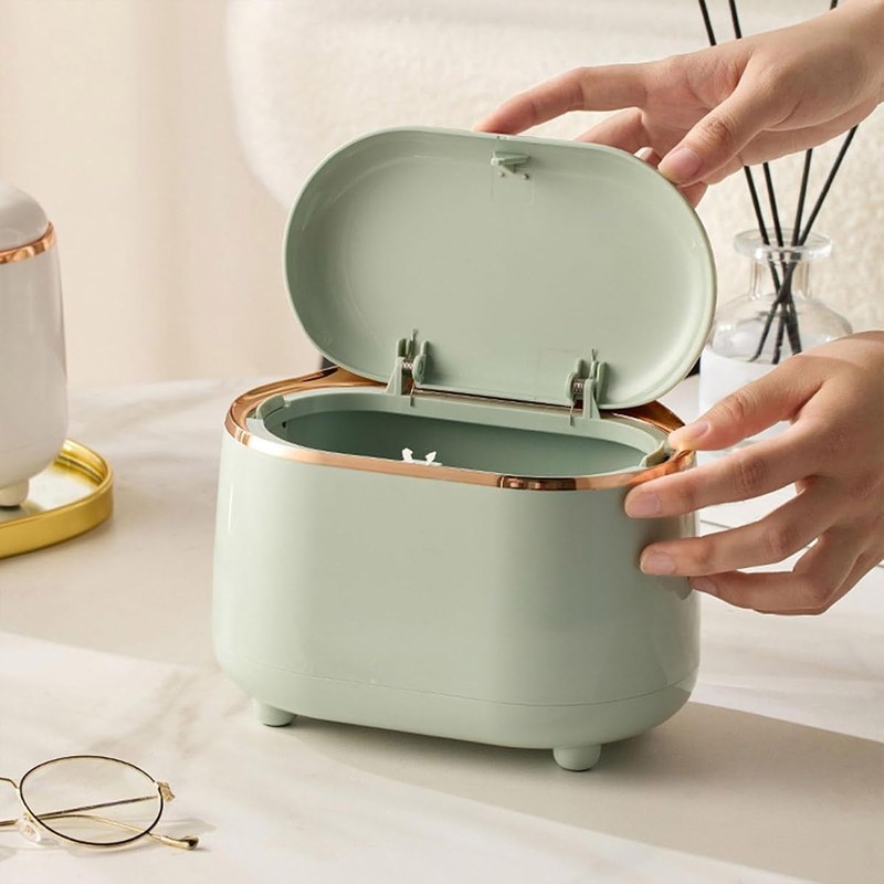 AIMALL Self-Designed Light Luxury Desktop Trash Can – Oval Storage