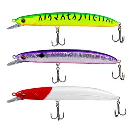3 Pieces Fishing Lures Jerkbaits, Long Casting Topwater Suspending Jerkbaits with Hooks, Hard Plastic Floating Small Minnow Lures, Realistic,Lifelike, for Freshwater Saltwater, Bass, Pike, Trout