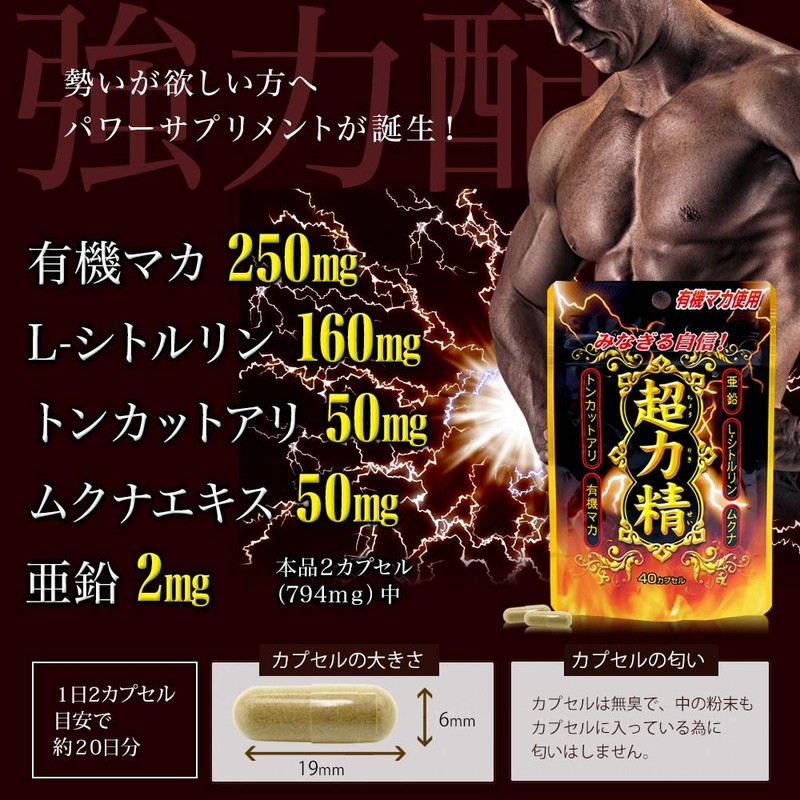 ユウキ製薬 SP 超力精 2個セット 40日分 40カプセル サプリ 有機マカ 亜鉛 シトルリン