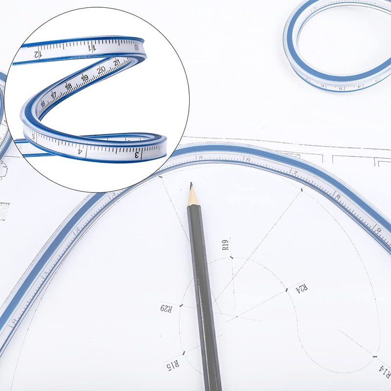 2 Pieces Curved Ruler Plastic Tape Measure Ruler 30cm Scale