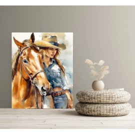 Twisted R Design 11x14 Girl and Horse Canvas Print Wall Art