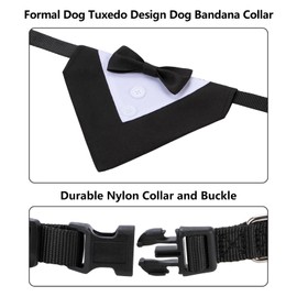 Dog Tuxedo Suit with Bow tie, Dog Wedding Bandana Collar, Pet Birthday Tux Outfit for Large Dogs Black, L
