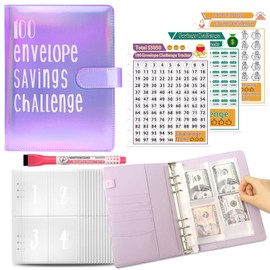 elephtree 100 Envelopes Challenge Binder Money Savings Challenges Book to Save $5,050 and $500 and $10,000, A5 Money Saving Planner Budget Binder with Cash Envelopes