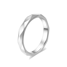 YOESDIE 1mm 2mm 4mm Rhombus Thin Stackable Band Rings for Women | 14K Gold Plated Silver Black Rose Gold Stainless Steel Stackable Band Rings for Women Size 5-12, Stainless Steel, No Gemstone